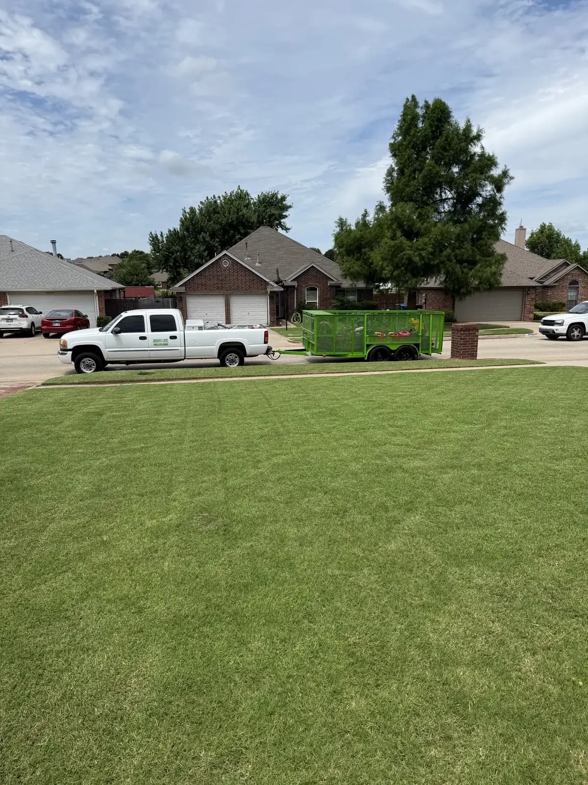 Finished residential lawn maintained by Greenline in Oklahoma